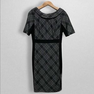 White House Black Market 12 Black Plaid Sheath dress